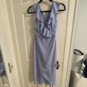 Light Blue Ruffle Wrap Dress